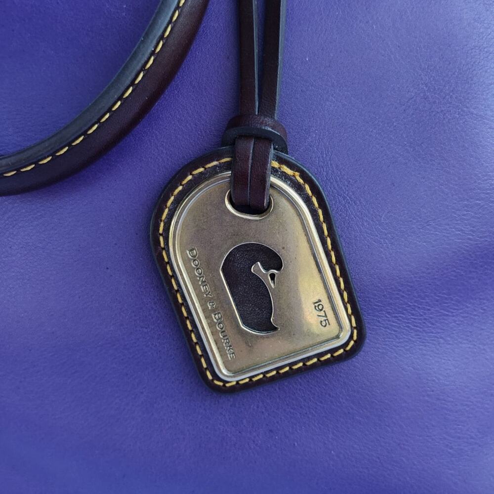 Dooney & Bourke Leather Purse Shoulder Bag, Handbag Purple w/ Dark Trim - Picture 5 of 17